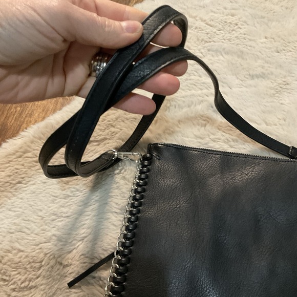 Expressions NYC Fringe Crossbody Black Chain Edge Vegan Black Western Concert - Picture 4 of 10